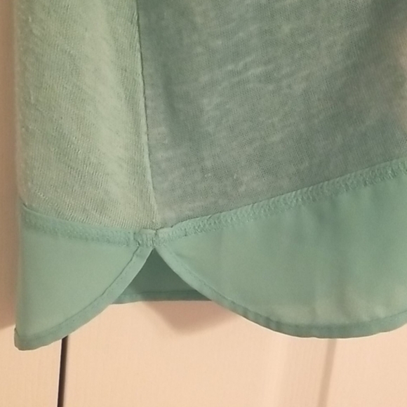 Yest Mint Green Stamps Printed Chiffon Knit Blouse - Picture 3 of 14